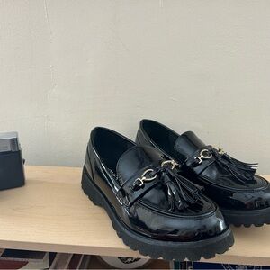 Jones New York Black Patent Leather Loafers with Tassels